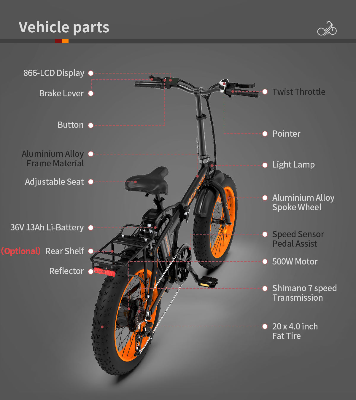 Aostirmotor A20 Fat Tire Folding Electric Bike 500W 36V