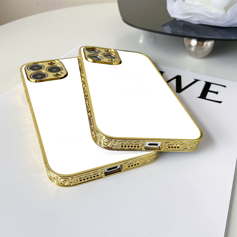 Luxury Plated Gold Phone Case For iPhone 14 Promax 13 11 12 Pro Max X 10 XS  XR Plus Glass Quality Mirror Funda Capa Coque Cover