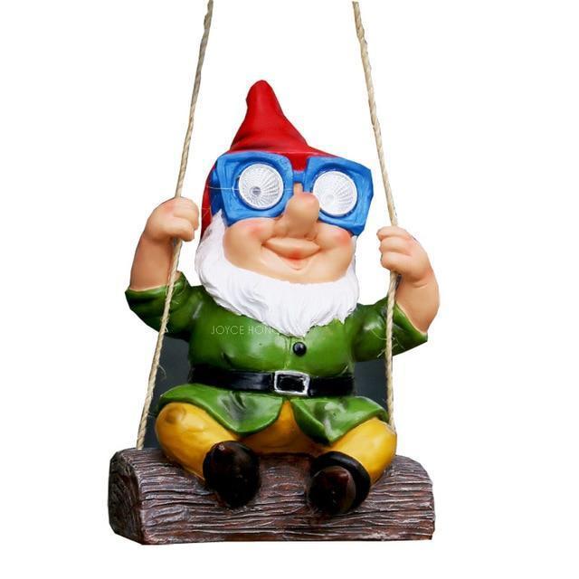 Us 38 00 Eagle Eye Ernie Garden Gnome Solar Lantern On A Swing Www Sgnomestatue Com