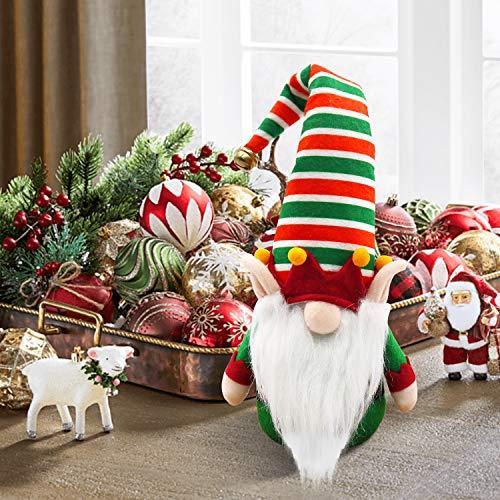 CiyvoLyeen Set of 3 Buffalo Plaid Swedish Santa Gnomes Winter Plush Elf Dwarf Handmade Tomte Nisse Tonttu Figurines Home Decoration 15 Inches