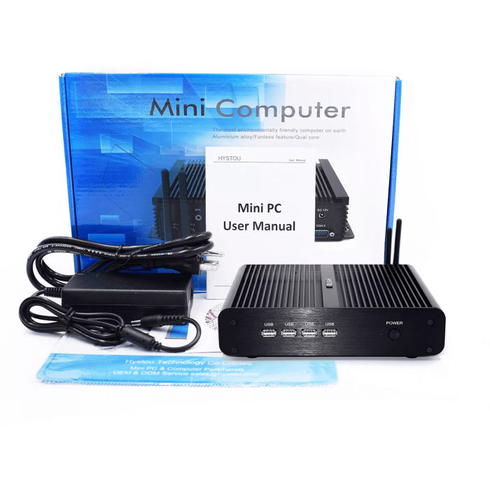 Mini PC Win10 Fanless 12V Low Power Computer Core i7