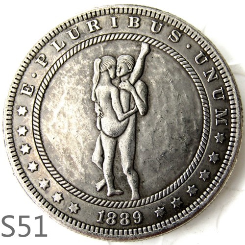 HOBO 1889cc Sex Morgan Silver Plated Dollar Copy Coin TypeS51