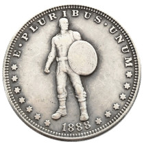 HOBO US 1888 Morgan Silver Plated Dollar skull zombie skeleton Copy Coin Type06