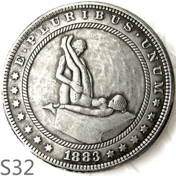 HOBO 1883cc Sex Morgan Silver Plated Dollar Copy Coin TypeS32