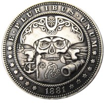 HOBO US Morgan Silver Plated Dollar skull zombie skeleton Copy Coin Type14 HOBO US Morgan Silver Plated Dollar skull zombie skeleton Copy Coin Type14
