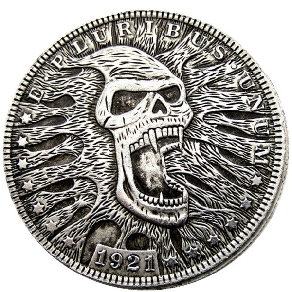 HOBO US Morgan Silver Plated Dollar skull zombie skeleton Copy Coin Type36