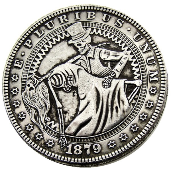 HOBO US Morgan Silver Plated Dollar skull zombie skeleton Copy Coin Type33