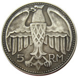 German WW2 5 Mark Commemorative Silver Plated/Gold Plated Coin Copy Type10