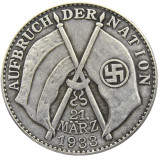 German WW2 5 Mark Commemorative Silver Plated/Gold Plated Coin Copy Type28