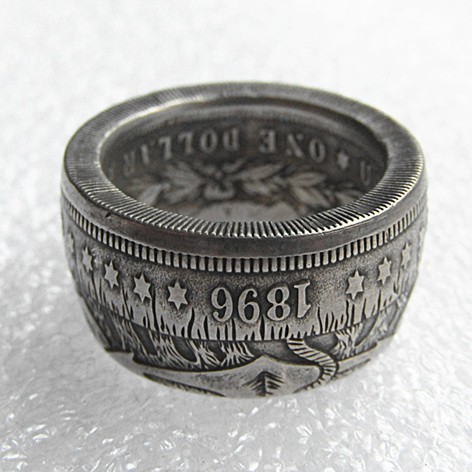 Hobo Coin US Morgan Dollar Silver Plated Coin Ring Handcrafted US Size 6-16