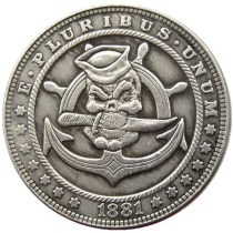 HOBO US Morgan Silver Plated Dollar skull zombie skeleton Copy Coin Type127