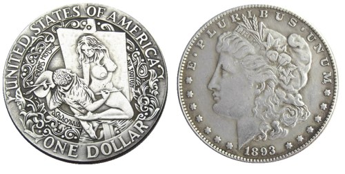 HOBO US Morgan Silver Plated Dollar skull zombie skeleton Copy Coin Type111