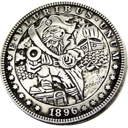 HOBO US Morgan Silver Plated Dollar skull zombie skeleton Copy Coin Type45
