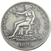 HOBO US Trade Dollar skull zombie skeleton Silver Plated Copy Coin Type47