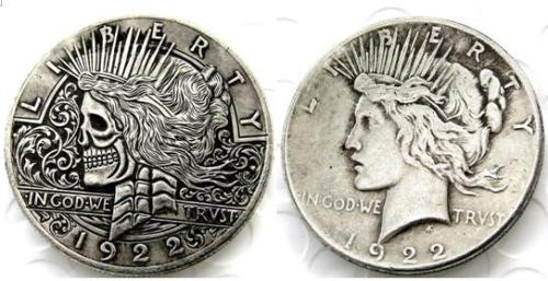 HOBO US Morgan Silver Plated Dollar skull zombie skeleton Copy Coin Type42