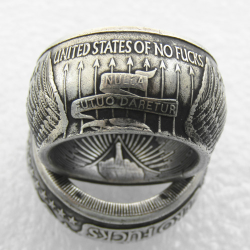 US ONE/ZERO FUCKS Dollar Ring 'eagle' Silver Plated Handmade In Sizes 6-16