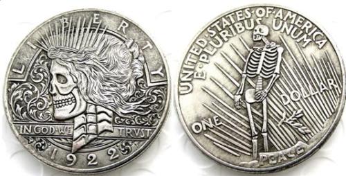 HOBO US Morgan Silver Plated Dollar skull zombie skeleton Copy Coin Type44