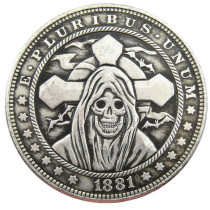 HOBO US Morgan Silver Plated Dollar skull zombie skeleton Copy Coin Type103
