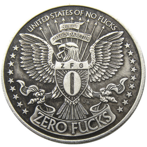 HB(130)US ONE/ZERO FUCKS Dollar Silver Plated Copy Coin(37mm)