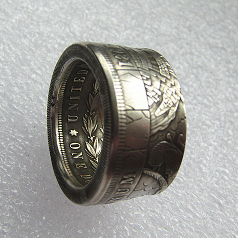 Hobo Coin US Morgan Dollar Silver Plated Ring Handcrafted US Size 6-16