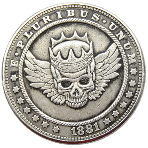 HOBO US Morgan Silver Plated Dollar skull zombie skeleton Copy Coin Type124