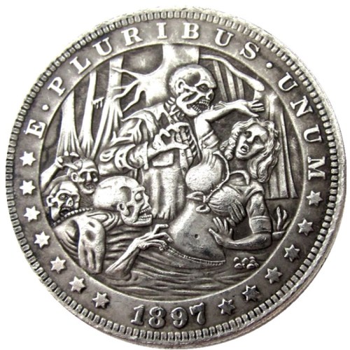 HOBO US Morgan Silver Plated Dollar skull zombie skeleton Copy Coin Type61
