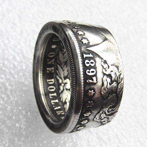 90% Silver US Morgan Dollar '1897' Date Coin Ring Handcrafted US Size 6-16