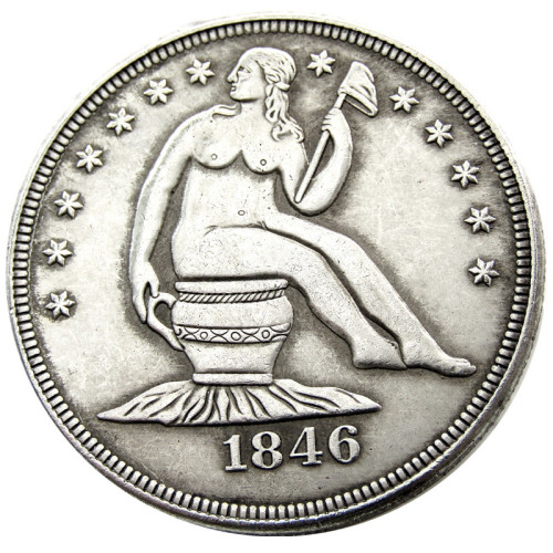 HOBO US 1846 Seated Liberty Dollar skull zombie skeleton Silver Plated Copy Coin Type38