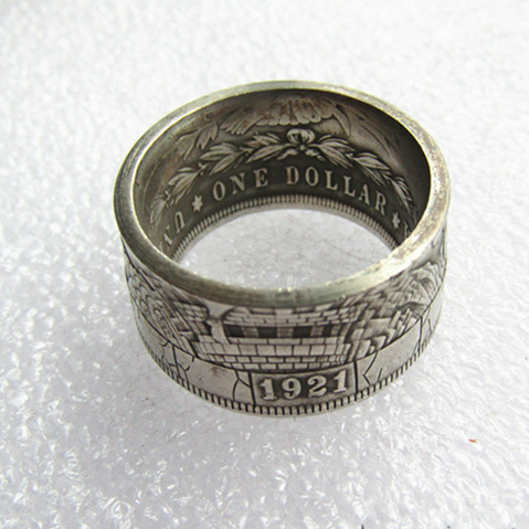Hobo Coin US Morgan Dollar Silver Plated Ring Handcrafted US Size 6-16