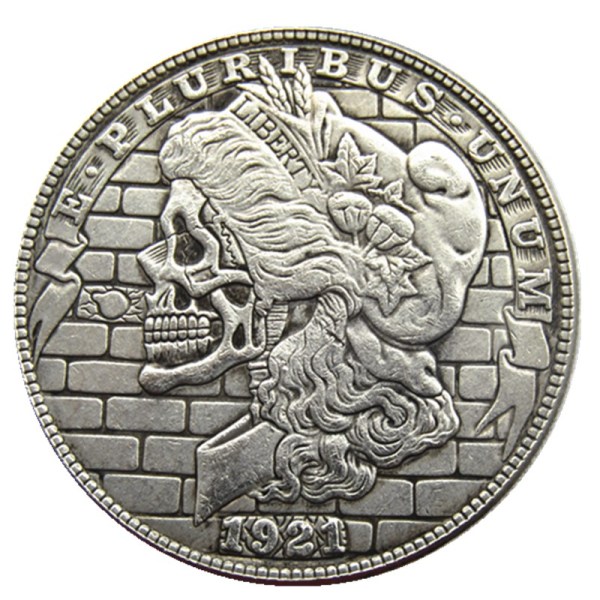 HOBO US Morgan Silver Plated Dollar skull zombie skeleton Copy Coin Type120