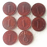 German 1936ABDEFGJ 1 Pfennig 100% Copper Coin Copy