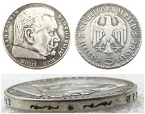 Germany 5 Reichsmark Hindenburg Eagle 1935G Silver Plated Coin Copy
