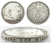 German WW2 Nazi 5 Mark 1938F Commemorative Coin Copy