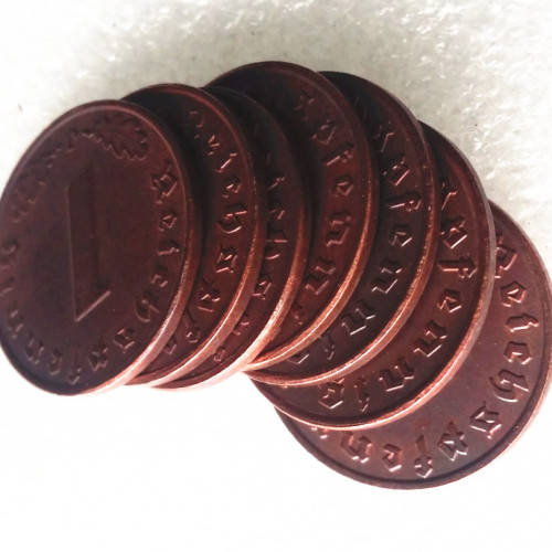 German 1936ABDEFGJ 1 Pfennig 100% Copper Coin Copy