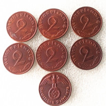 German 1936ABDEFJ 2Pfennig 100% Copper Coin Copy