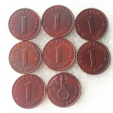 German 1937ABDEFGJ 1 Pfennig 100% Copper Coin Copy