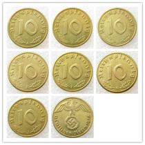 German 1936ABDEFGJ 10Pfennig 100% Brass Coin Copy