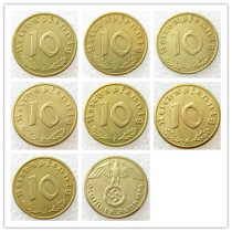German 1939ABDEFGJ 10Pfennig 100% Brass Coin Copy