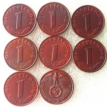 German 1940ABDEFGJ 1 Pfennig 100% Copper Coin Copy