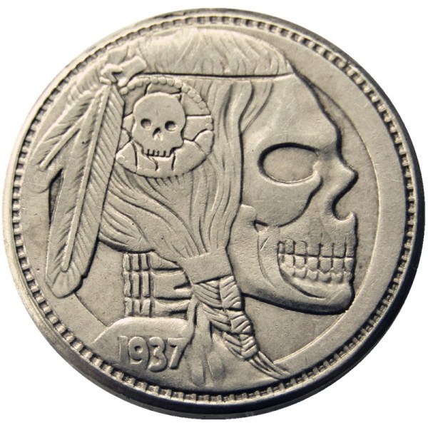 Hobo Nickel US 1937-D 3-Legged Buffalo Cent Nickel Rare Creative Funny Copy Coin Type 19