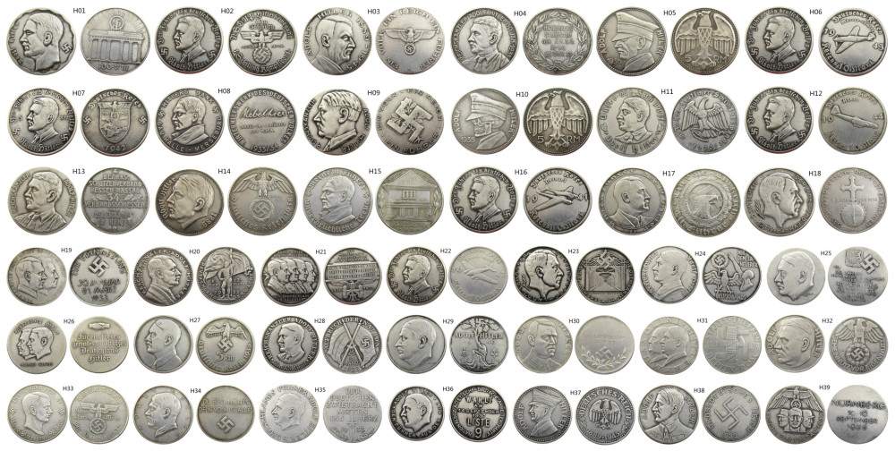 German Nazi Swastika Hitler Coins