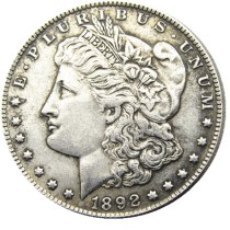 US 1892CC Morgan Dollar Silver Plated Copy Coin