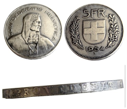 1954 Switzerland (Confederation) 5Francs（5Franken）Copy Coin(31.45mm)