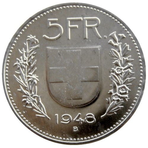 1948 Switzerland (Confederation) 5Francs（5Franken）Nickel Copy Coin(31.45mm)