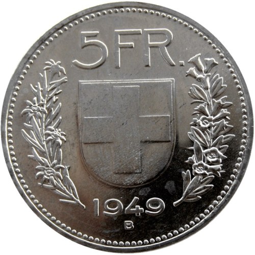 1949 Switzerland (Confederation) 5Francs（5Franken）Nickel Copy Coin(31.45mm)