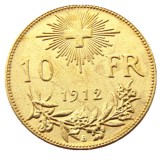 Switzerland 10 Frs 1912 Gold Plated Creative Copy Coin