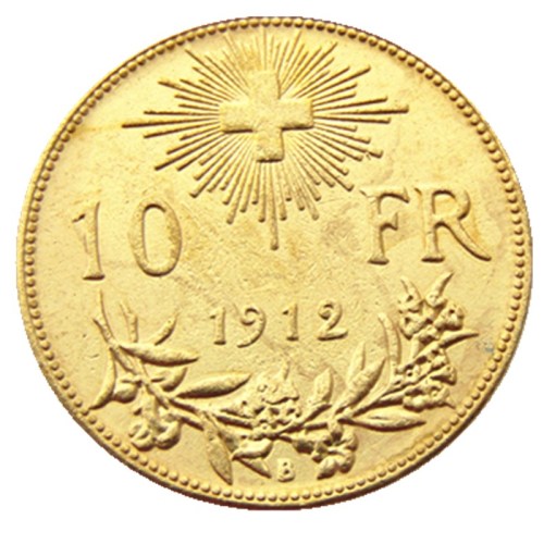 Switzerland 10 Frs 1912 Gold Plated Creative Copy Coin