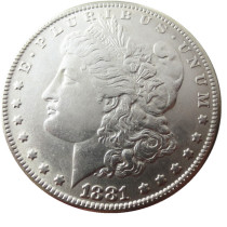90% Silver US 1881O Morgan Dollar Silver Copy Coin