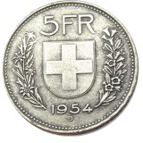Hobo 1954 Switzerland (Confederation) 5Francs（5Franken）Silver Plated Copy Coin(31.45mm)