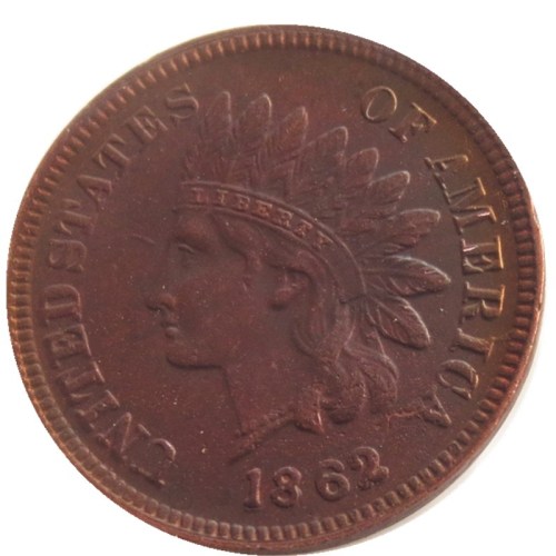 US 1862 Indian Cent 100% Copper Copy Coin